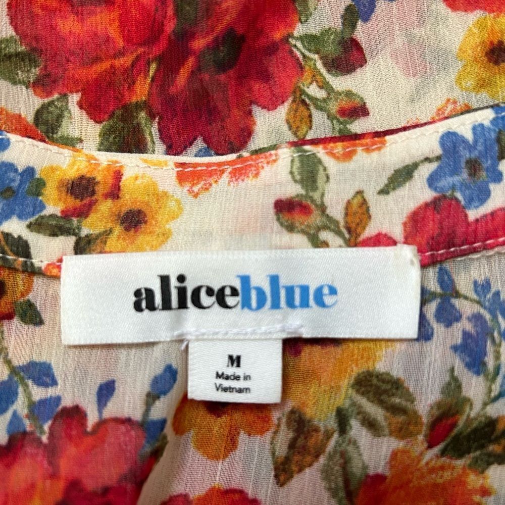 Alice Blue Womens Romantic Floral Casual Chic Flowy Sheer Tunic Top Lightweight - Picture 8 of 13